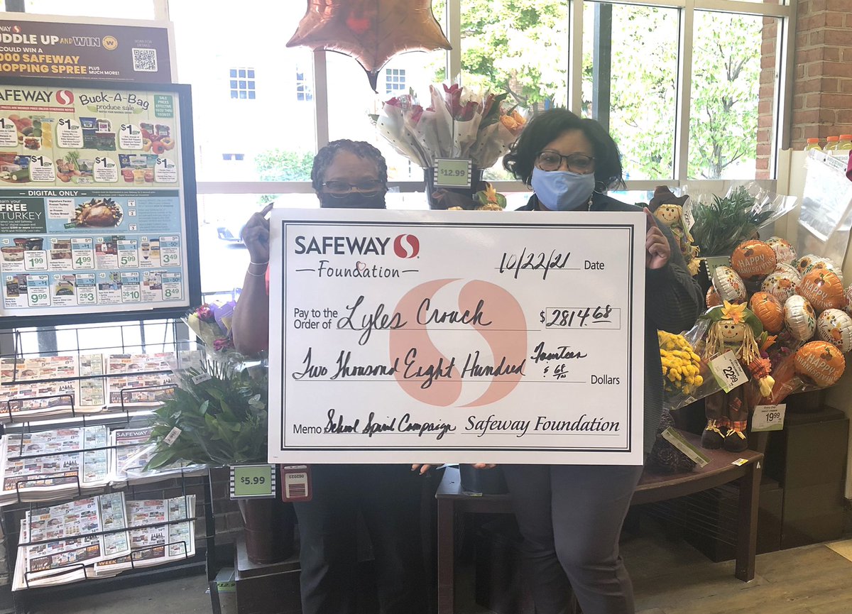 LylesCrouch's tweet image. Thank you to @Safeway for helping raise over $2800 for our school in the #SchoolSpirit campaign! Thank you to our store partner on S. Royal St. and to our community for supporting Lyles-Crouch with your donations! #Safeway #SafewayFoundation #LCTALions @ACPSk12