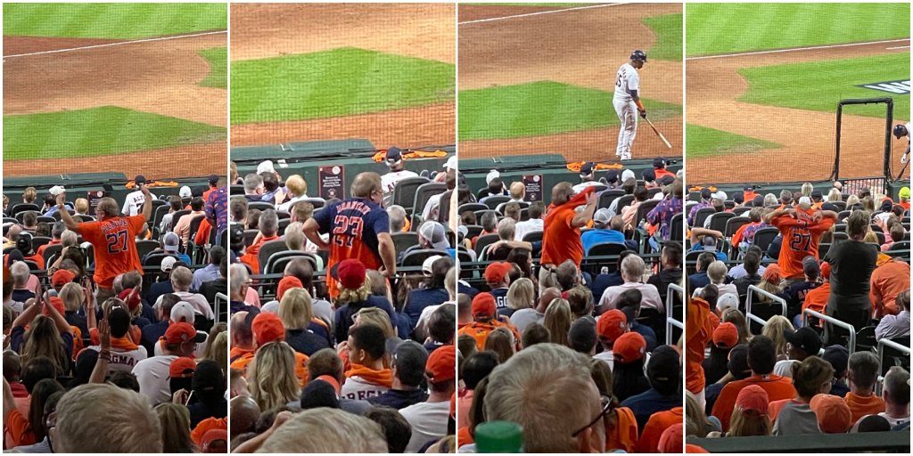 This guy in front of us last night had a shirt for every batter in the <a href="/astros/">Houston Astros</a> lineup. That's dedication. #ForTheH