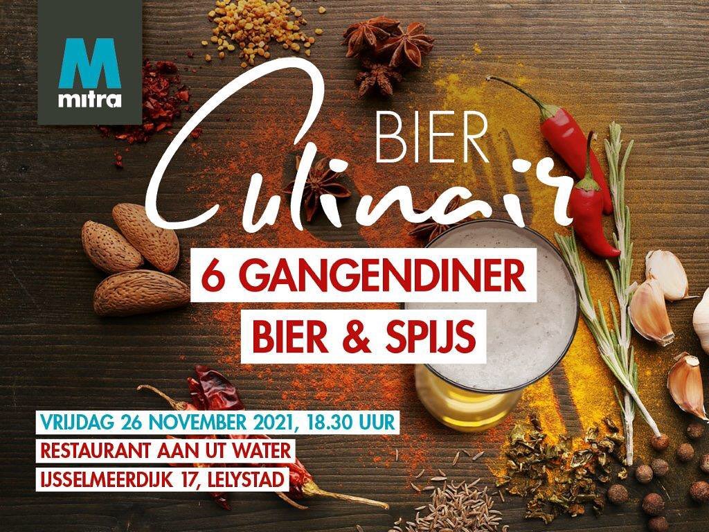Mitra Bier Culinair op vrijdag 26 november 2021 bij #restaurant Aan ut Water #lelystad. Kaartjes à € 45,= nu te koop! #bierspijs #proeverij @slijterberends <a href="/MitraSlijter/">Mitra drankenspeciaalzaken</a> <a href="/gem_Lelystad/">Gemeente Lelystad</a> <a href="/lelystad_online/">lelystad-online</a> <a href="/Lelystad/">Lelystad</a> @svbatavia901 <a href="/AanUtWater/">AanUtWater</a> <a href="/bedrijfskring/">Bedrijfskring Lelystad</a> <a href="/FlevoPost_nl/">FlevoPost</a> <a href="/onslelystad/">onslelystad</a>