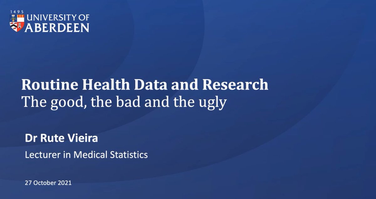 RSSMedSection's tweet photo. Our organiser @RuteVVieira @MedStats_UoA starts with an introduction to the Good, the Bad and the Ugly of some key concepts relating to Routine Health Data, Real World Data and Time Series https://t.co/bW75RHhILZ