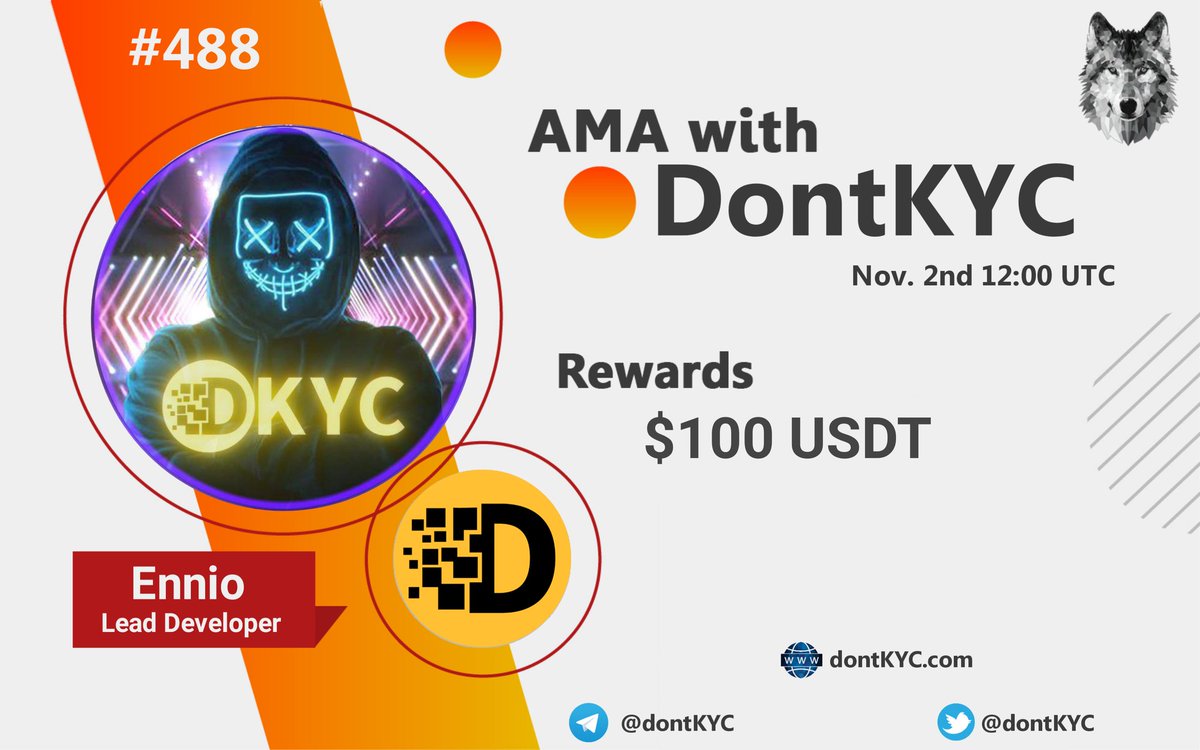 CryptoTitans1's tweet photo. 🤍AMA Series With #DontKYC

🎁Prize: 100$ USDT
📆Date: November 2nd 12:00 UTC
🏨 Venue: https://t.co/UC8QQTICnm

Rules : https://t.co/kV1NNN87yP

 Follow 

@DontKYC

  &amp;

@CryptoTitans1

2. Like Retweet &amp; Comment Your Questions (3 Questions Max) Tag 3 friends. https://t.co/ElFtqrZaMY