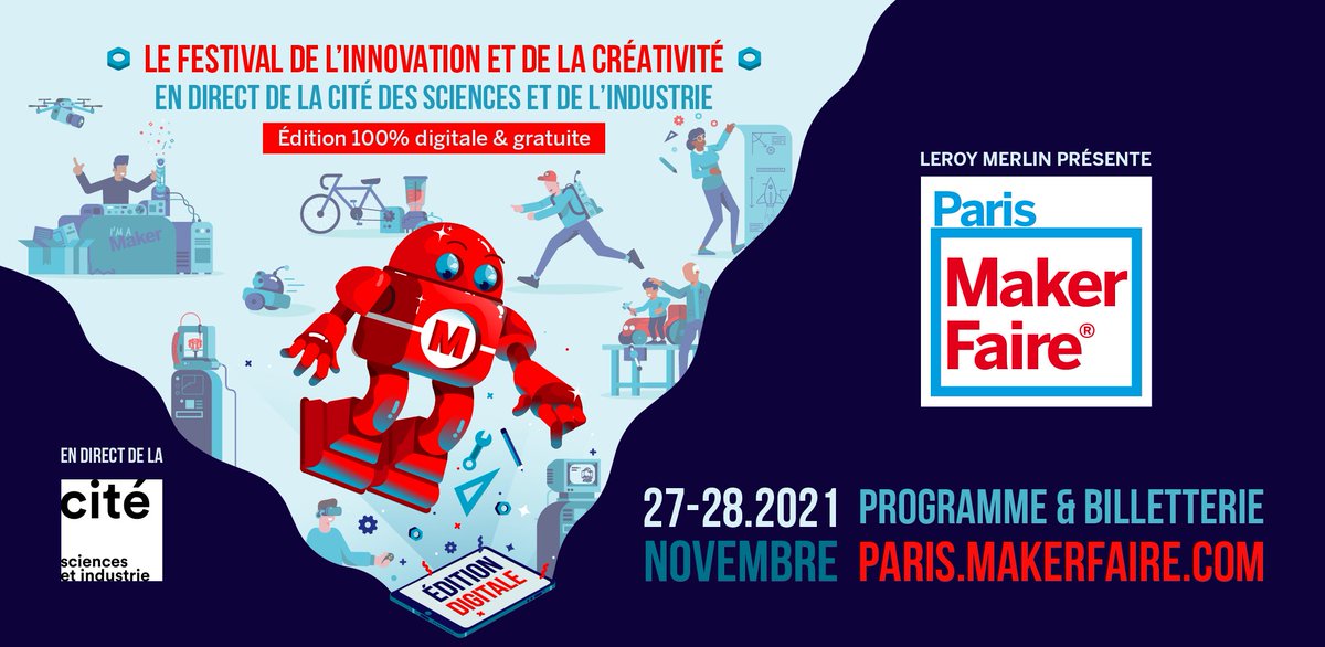 {SAVE THE DATE} Maker Faire Paris revient avec une édition 💯digitale et gratuite le 27 &amp; 28 novembre 2021 en direct de la <a href="/citedessciences/">Cité des sciences et de l'industrie</a> 💥
En quelques clics, partez à la rencontre des #makers, ces passionnés, bricoleurs et créatifs qui se réapproprient les objets ! 
#MFP21