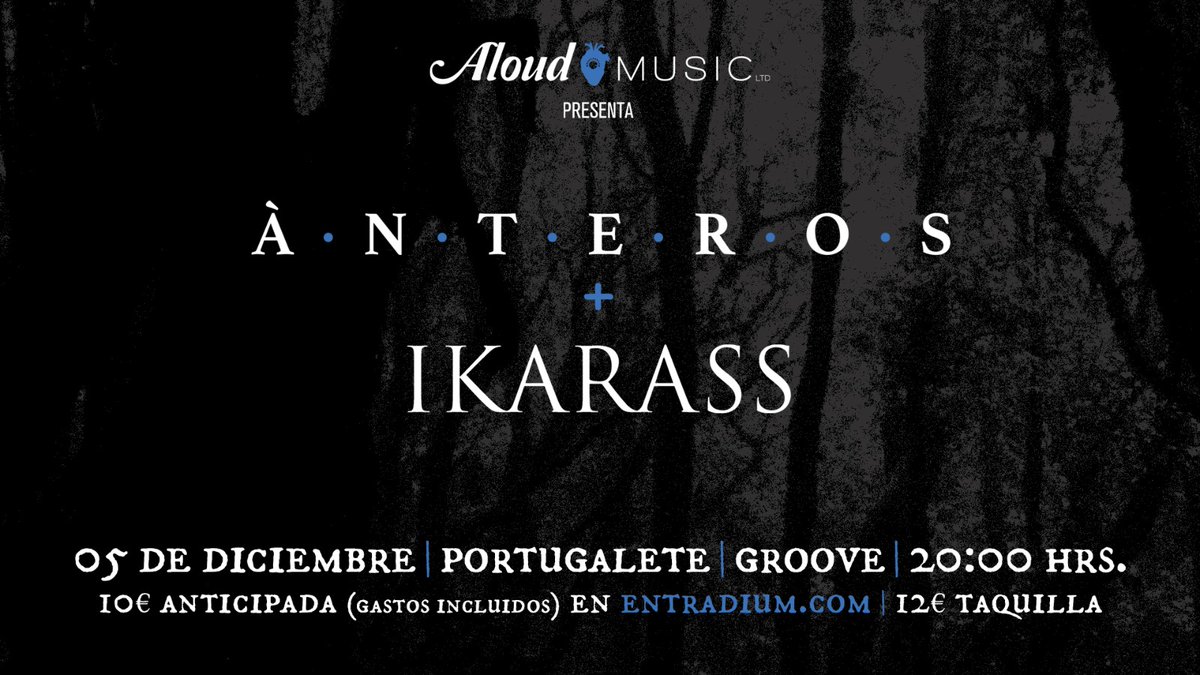 Anterosband's tweet photo. Domingo 5 de diciembre, en Portugalete (Groove).
En nuestra querida Bizkaia y con una banda que nos flipa como @ikarasscvlt
Va a tronar muy, muy fuerte.

Entradas ya disponibles aquí https://t.co/XkadfRDjDO https://t.co/k3XPFMUOey