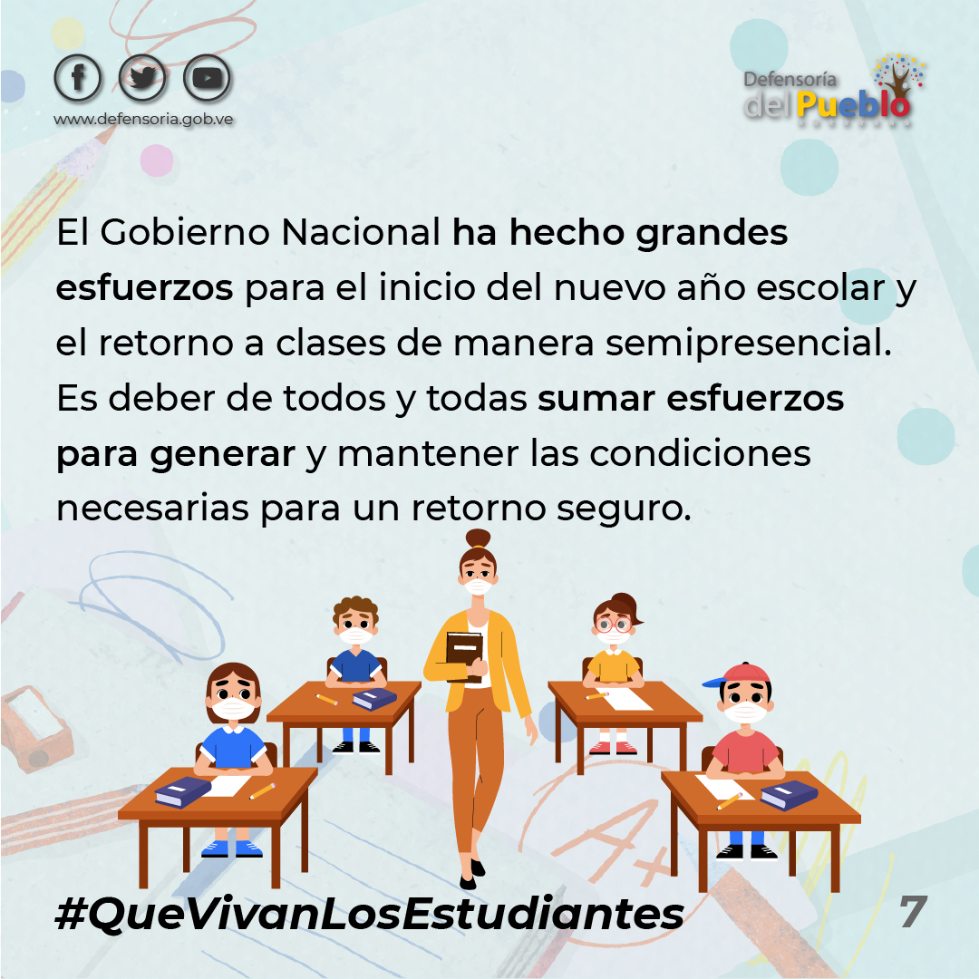 Defensoria_Vzla's tweet photo. El Derecho a la Educación es un Derecho Humano. Este #25Oct se dio inicio a las clases presenciales en todos los centros educativos. #DigamosPresente cumpliendo con todas las medidas de bioseguridad. ¡Protégete! #QueVivanLosEstudiantes #RegresoAClasesSeguro https://t.co/GdMY5b2QUd