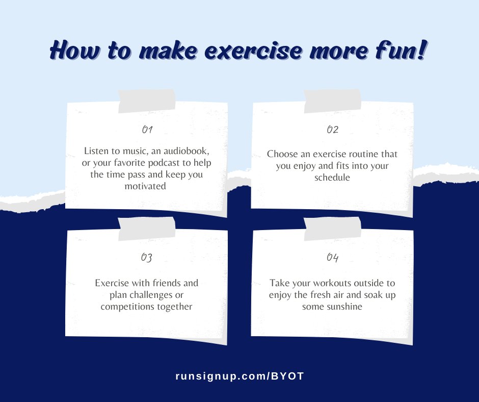 Try these simple tricks to make fitness more fun! Which have you tried before and which are you interested in adding to your next workout?  

#fitness #funfitness #forsythga #ichallenge