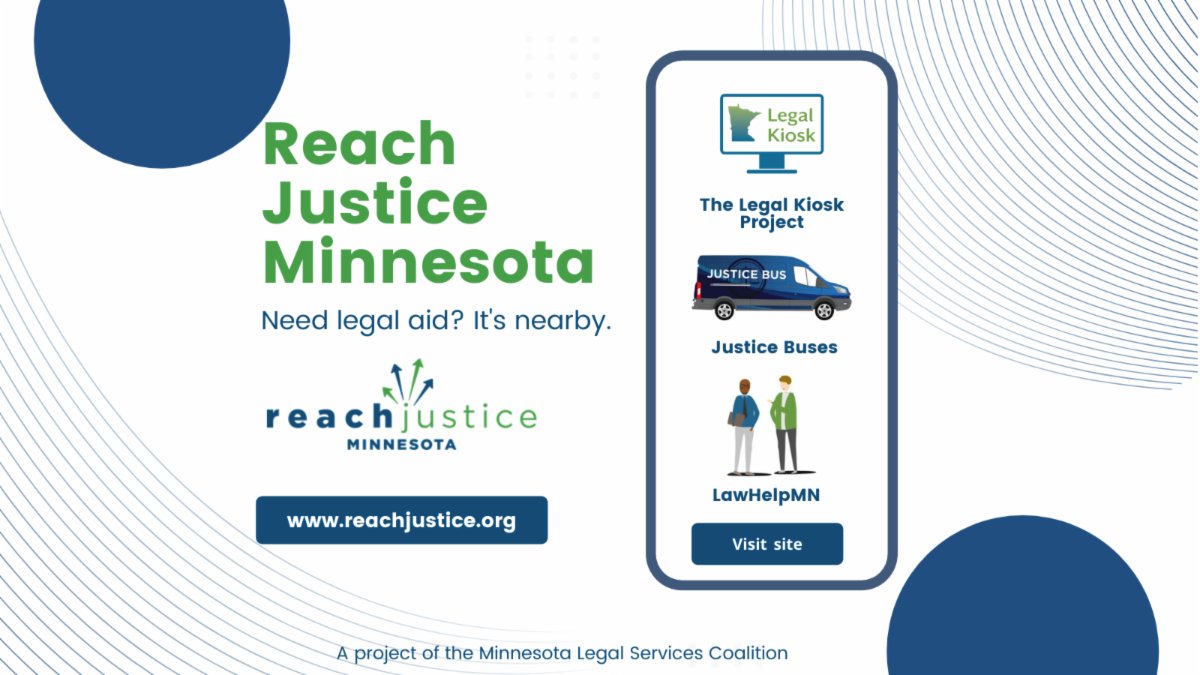 lsnmlaw's tweet image. #ReachJusticeMinnesota is reaching communities across the state to provide the legal help they need. Learn more at: reachjustice.org

#LegalAid #LegalKiosk #JusticeBus #AccessToJustice