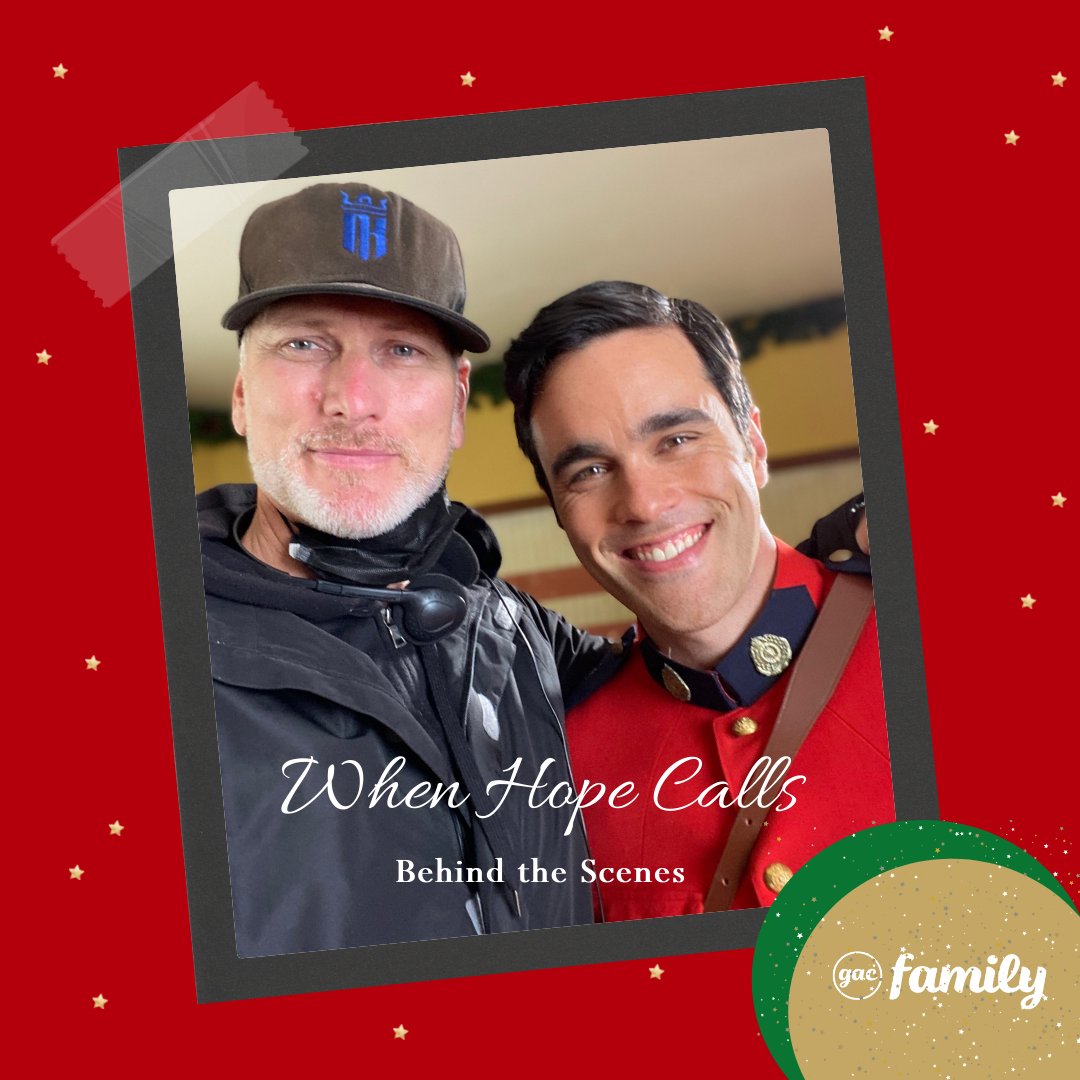 GAfamilyTV's tweet photo. We have a treat for fans of #WhenHopeCalls! Join us for #WhenHopeCallsWednesdays: A series of behind-the-scenes photos from the set as we anticipate the Christmas special, Dec. 18, on #GACfamilyTV! #StoriesWellTold #GACers #Hearties #Hopefuls @WHC_TV @RJHatanaka #BradleyWalsh https://t.co/KtWBoS9NNy