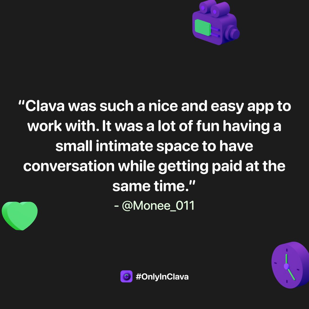 Clava_App_'s tweet photo. More and more Creators are using Clava to make money while Live Streaming. Go Live in Clava and get paid per minute from each viewer in your Live.
#OnlyInClava
Link in the bio to download Clava. https://t.co/daJ1oFCbwM