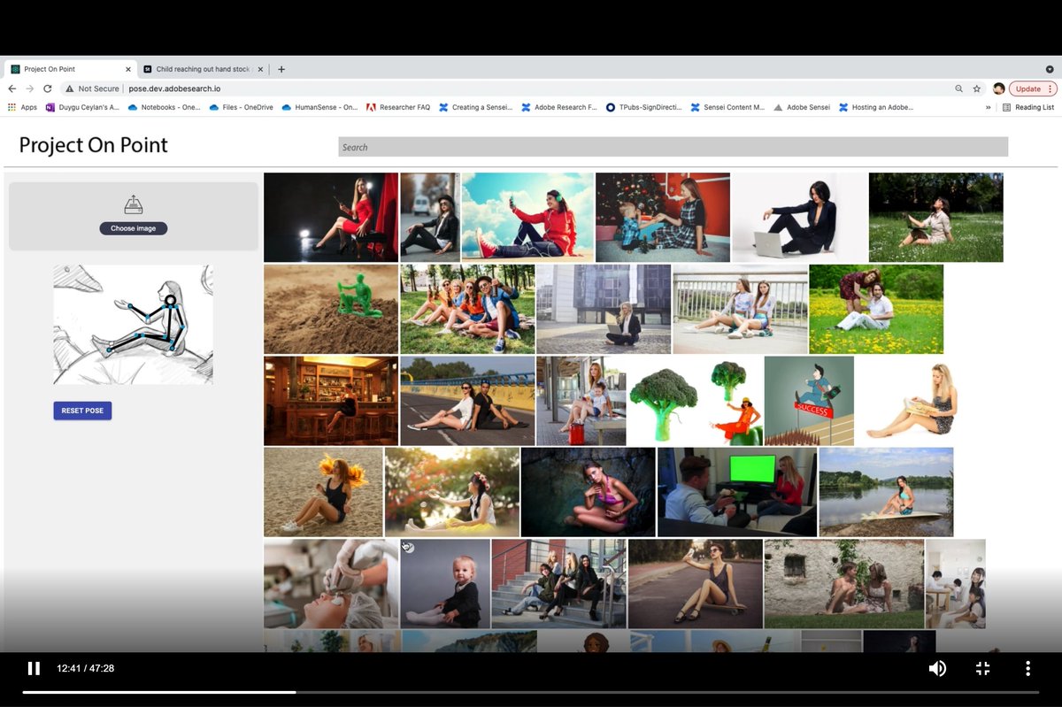 benforta's tweet photo. Whoa! Did you see what @guerrera_desesp just did with her #ProjectOnPoint Sneak at #AdobeMAX2021 ?!?!?! She tweaks a stick figure’s pose to find matching poses in images on Adobe Stock! And now she’s doing the same with her personal image collection! https://t.co/Yuj3S3Sxd0