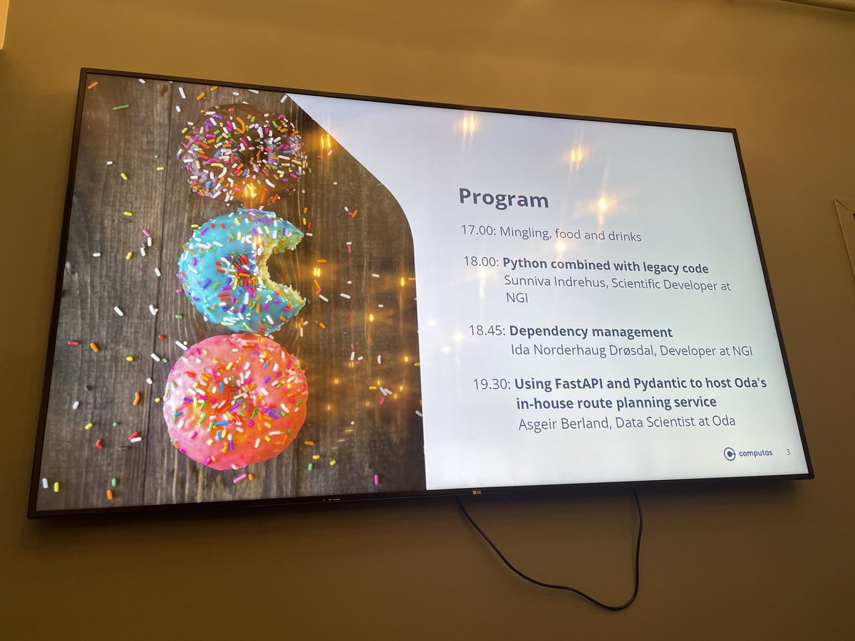 oslopython's tweet image. At the first @oslopython meetup for years. Very well attended. Thanks to @Computas for hosting.
