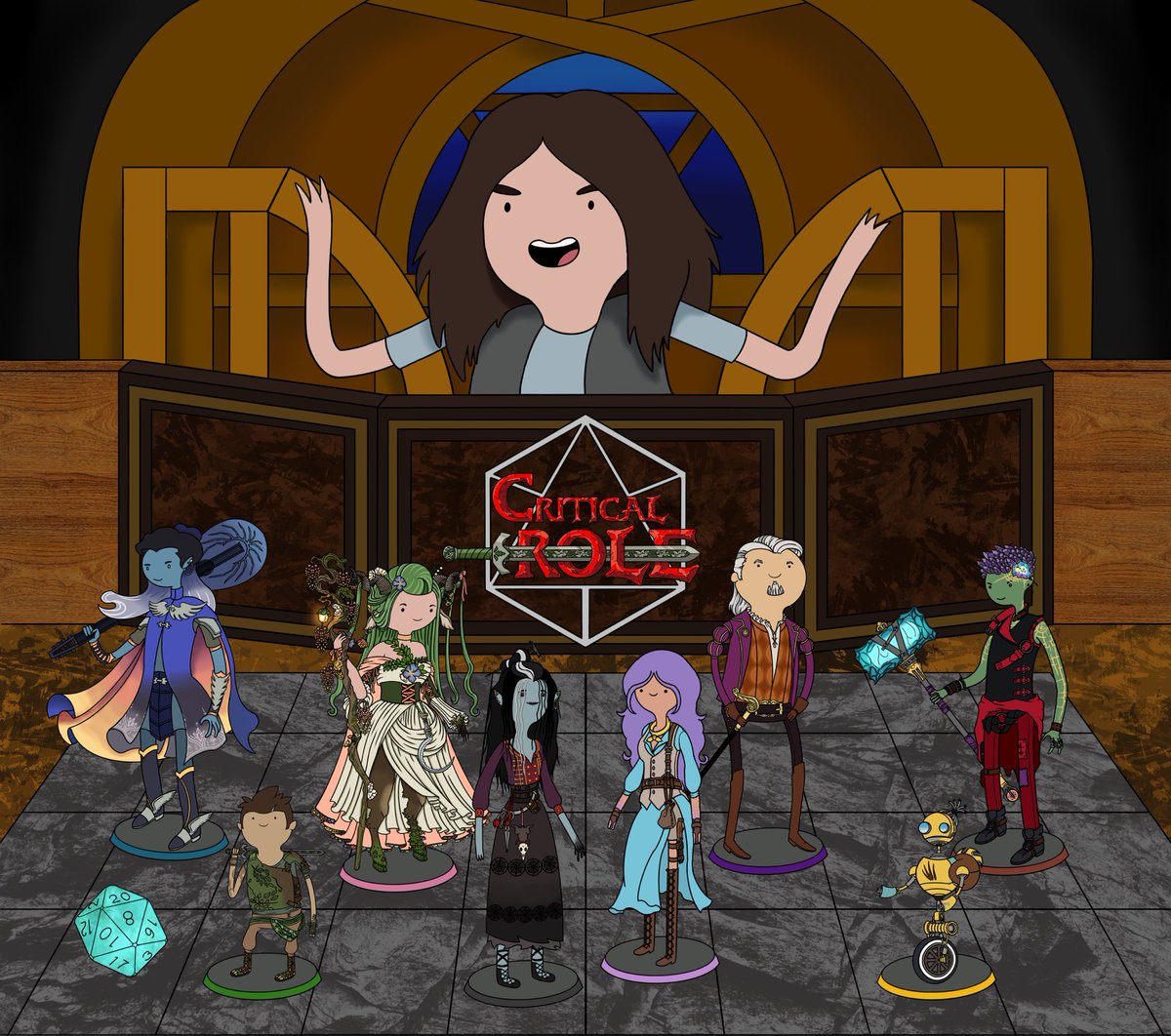 A5T0RA's tweet photo. Had to do a group shot, I couldn’t leave out the DM himself @matthewmercer @CriticalRole #CriticalRole #CriticalRoleArt #criticalrolefanart #CriticalRoleSpoilers #CriticalRoleCampaign3 #AdventureTime https://t.co/YThgsS995b