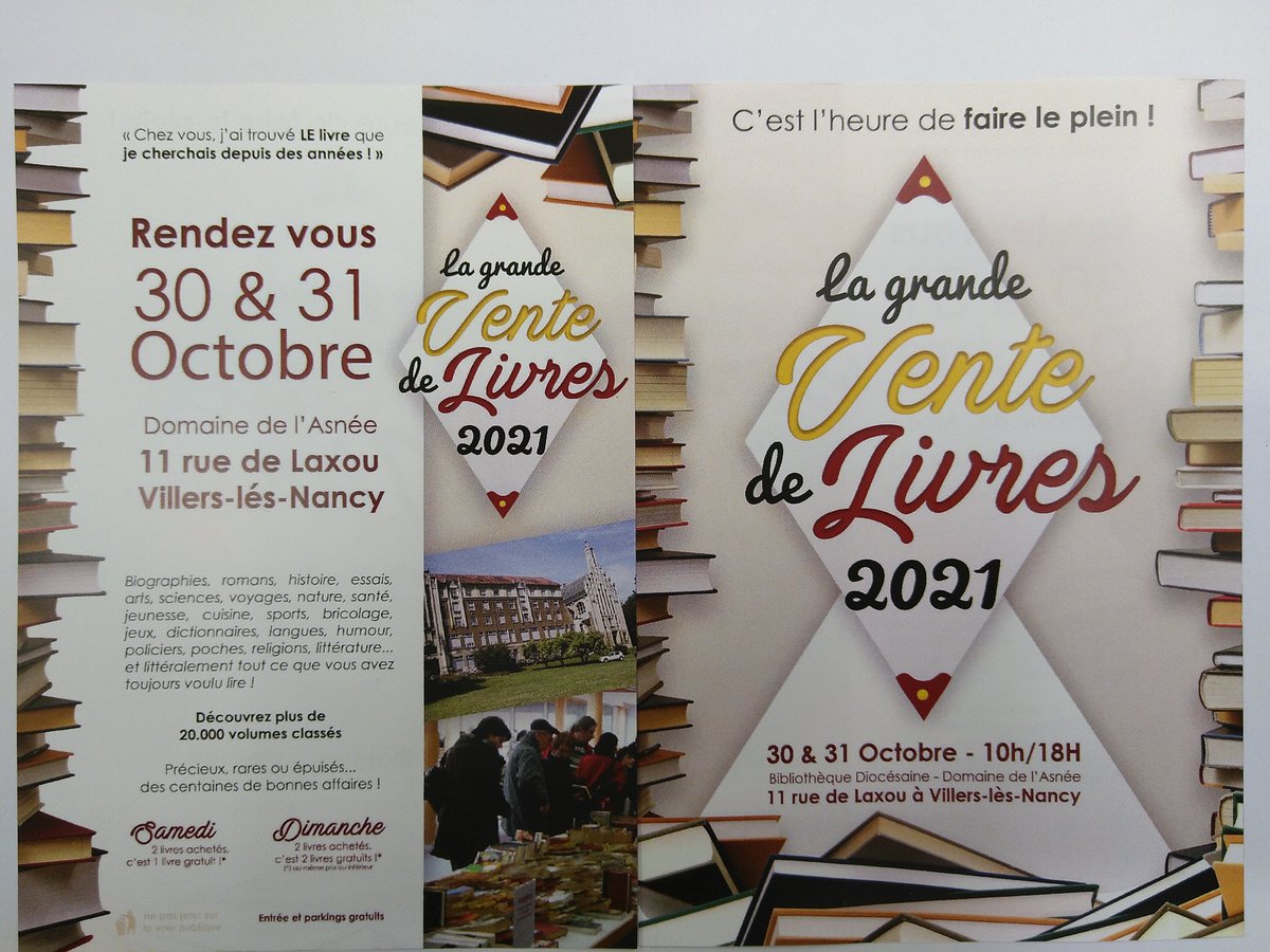 bdnancy54's tweet photo. La grande vente de livres aura lieu les 30 et 31 octobre 2021! Venez nombreux https://t.co/VtmLtjGyUk