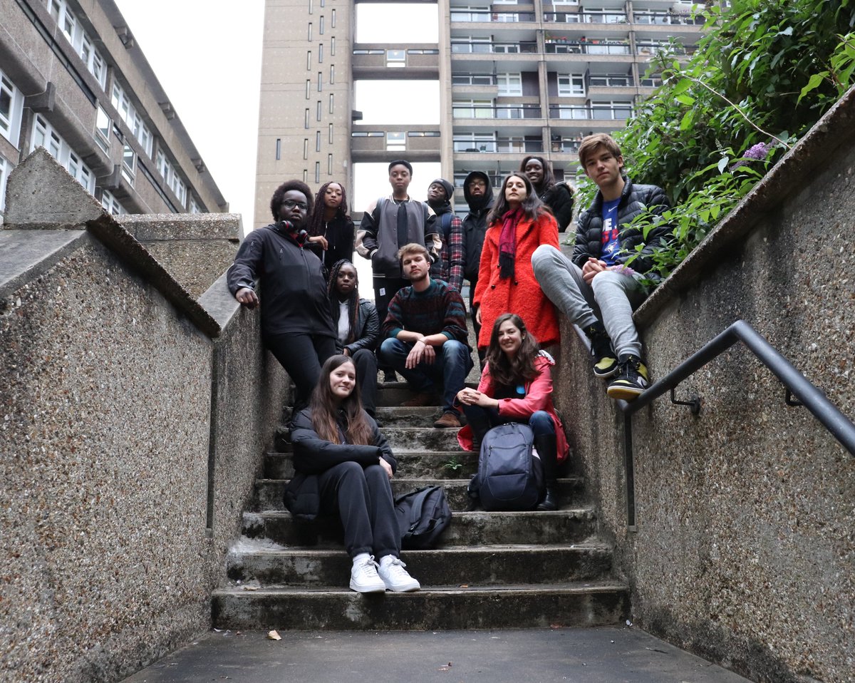 SPIDTheatre's tweet photo. Our talented Estate Endz company: game faces on at the doorstep of Trellick Tower. Catch The Unsung at 1.30 or 3.30 this Saturday, starting in front of Kensal House. Tickets going fast! #theatre #communitytheatre #heritage #showweek https://t.co/t3ofGxoeDy https://t.co/5aj8pFpJ0v