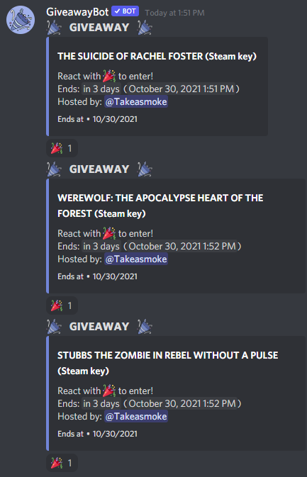 tsgftw's tweet photo. More games added to our Halloween giveaway in our discord!
Head in #Giveaways channel there and enter!

https://t.co/7HdLDsjsol https://t.co/YJg7XhMJrq