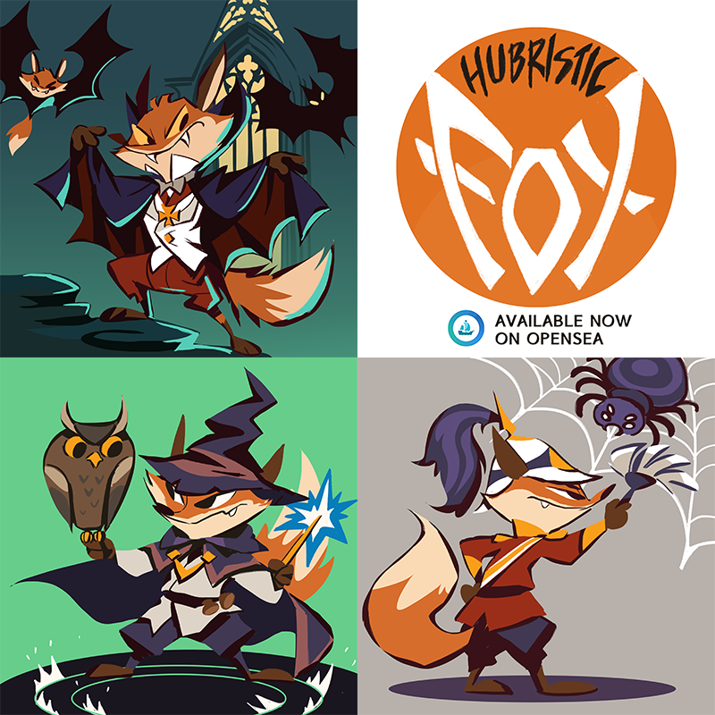 🧛‍♂️🎃👻 This week feature with Halloween event👻🎃🧛‍♂️
📌  Drop announce 📌 
Schedule :  Thurs 28 Oct, 20:00 GMT+7
028 Spider🕷️
029 Owl 🦉
030 Bat 🦇

OS : opensea.io/collection/hub…

#HubristicFox #NFTcollector #NFTCommmunity #NFT #NFTcollectibles #NFTdrop #NFTTHAILAND #NFTthaiartist