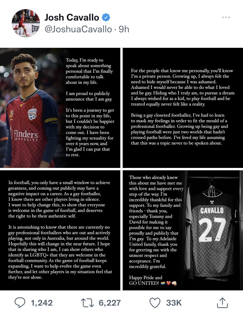 On behalf of all Proud Valiants and everyone connected to LGBTQI+ football, we thank you. Your move will also have a huge effect on LGBTQI+ youth who to now felt football was a closed career! You have a right to be who you are with respect and dignity! Our best wishes go to you.