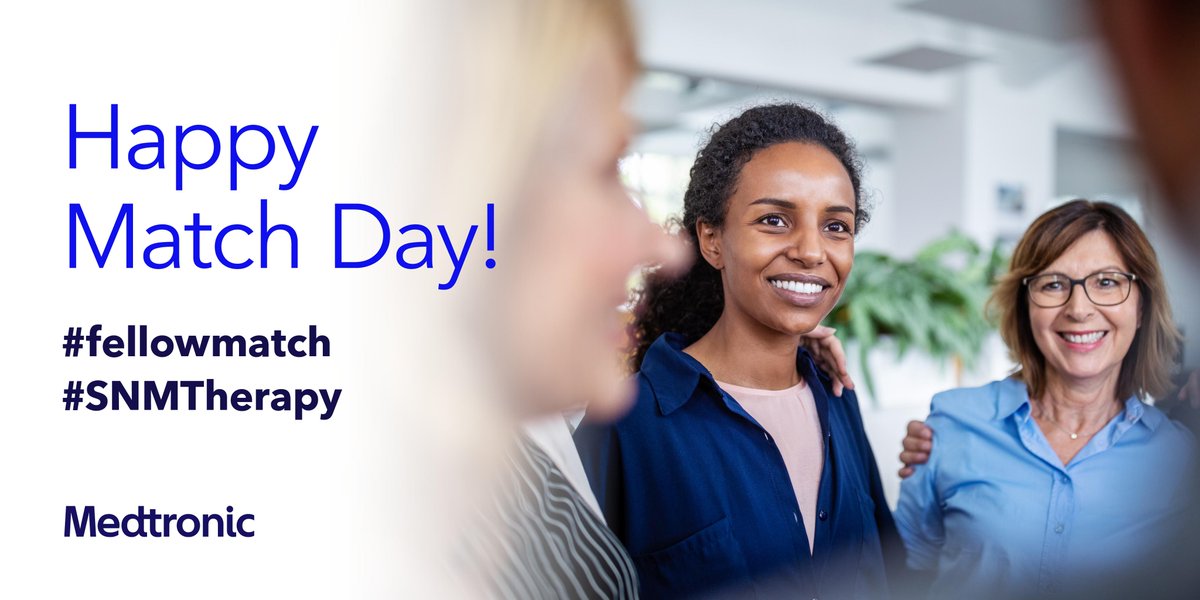 MDTPelvicHealth's tweet photo. Happy Match Day to future Colon &amp; Rectal Surgeon Fellows from the Medtronic Pelvic Health Team. We look forward to supporting you as you help patients live a life without limits. https://t.co/AmSvN18yPf See Important Safety Info: https://t.co/BL2oyoJbWR

#fellowmatch #SNMTherapy https://t.co/LFPSsufP6B