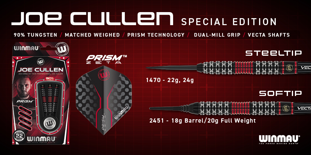 Winmau's tweet image. Joe Cullen Special Edition ⚫️🔴

Performance design completed in Onyx coating and striking Vetalic finish, for one of darts most electric players @rockstar_13_ 

➡️ Explore: winmau.com/winmaulaunch20…

 #WinmauLaunch #TheRockstar