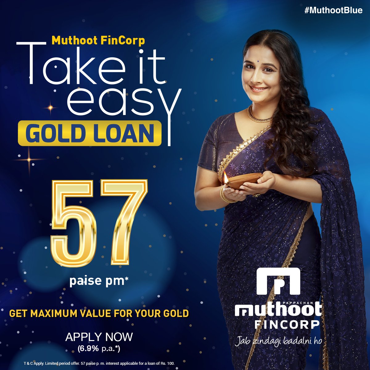 MuthootIndia's tweet photo. Celebrate this Diwali with Muthoot FinCorp Take It Easy Gold Loan! Only at 57paise per month*

Small interest rates to achieve your BIGGEST DREAMS! 

Apply now  ➡️ https://t.co/qJcgYCOGs3

*T&amp;Cs apply

#MuthootFinCorp #MuthootBlue #Gold #Loan #GoldLoan https://t.co/51yhHxEoZA