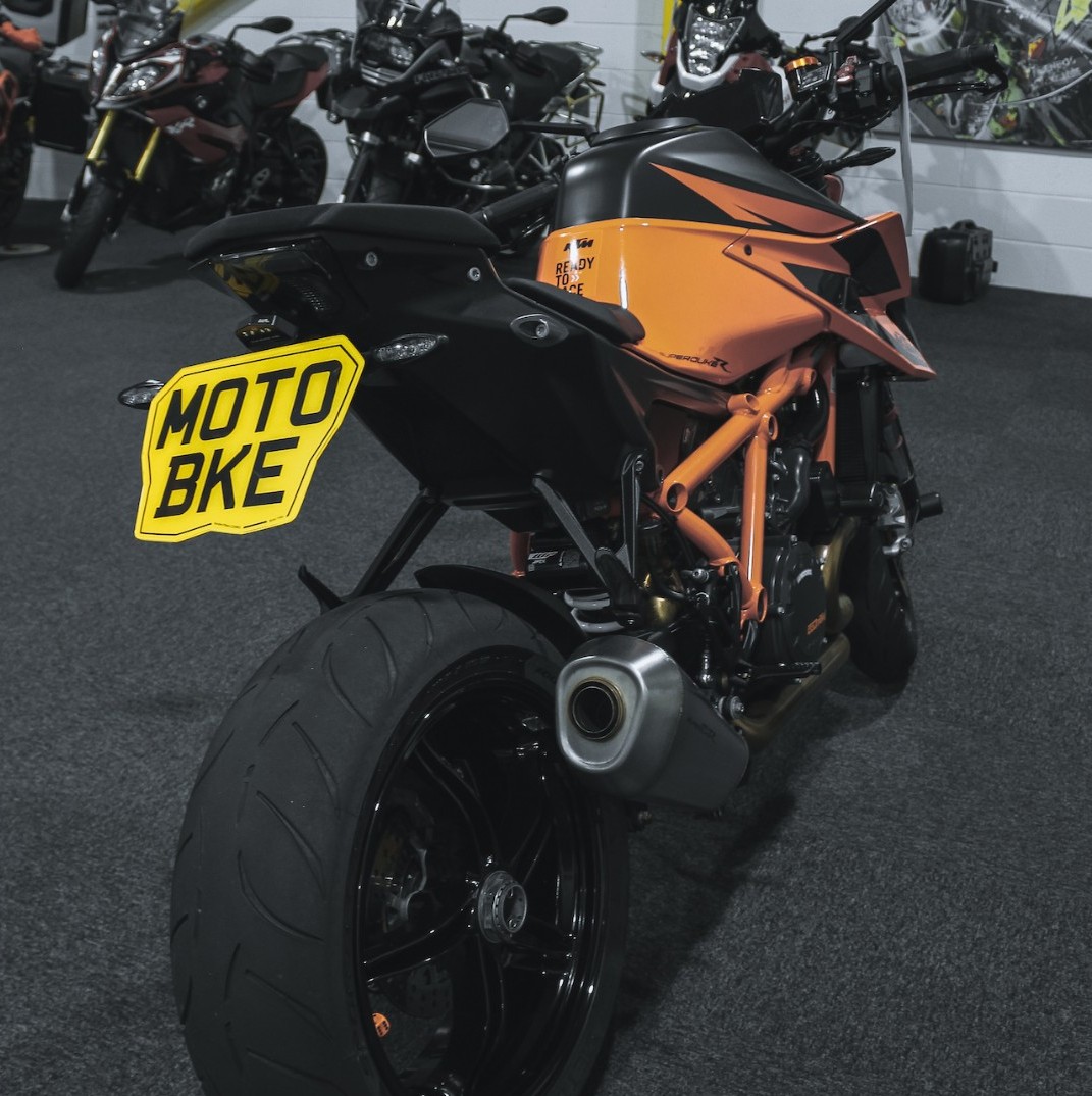 Here's a preview from upcoming motorcycle plate range, as featured on the KTM 1290 Super Duke.

1 of 7 new shapes exclusive Number1Plates, The motorcycle plate range will be available purchase later this month, with plates for Sport, Tourer, Motocross and enduro.