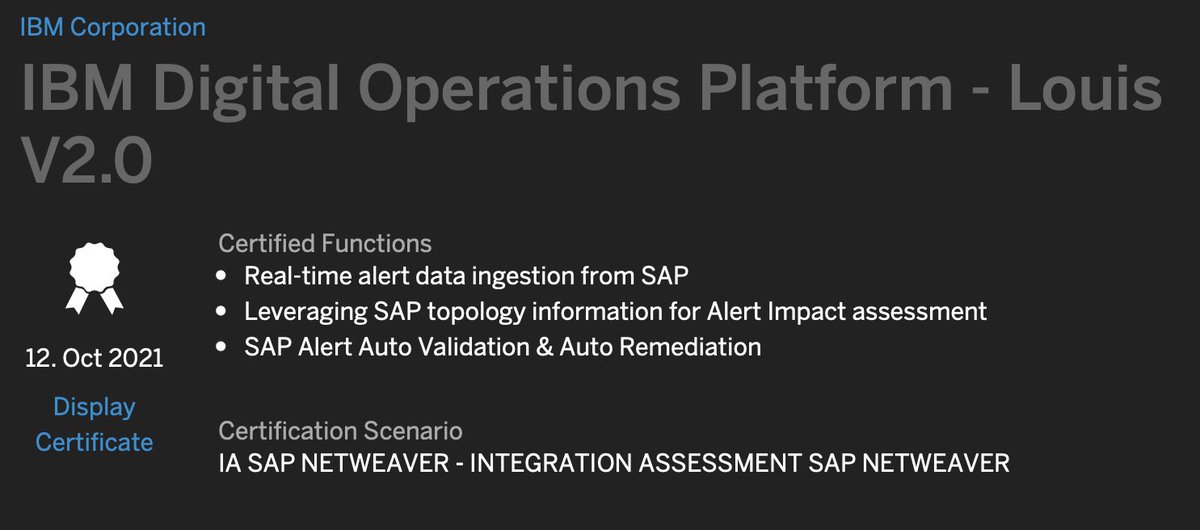 IBM’s Digital Operations has hit a key milestone: SAP Certified Integration with SAP Netweaver. IBM Digital Operations delivers full stack observation, orchestration and automation to proactively manage complex hybrid cloud IT estates #SAP #IBMConsulting #DigitalOperations #AIOps