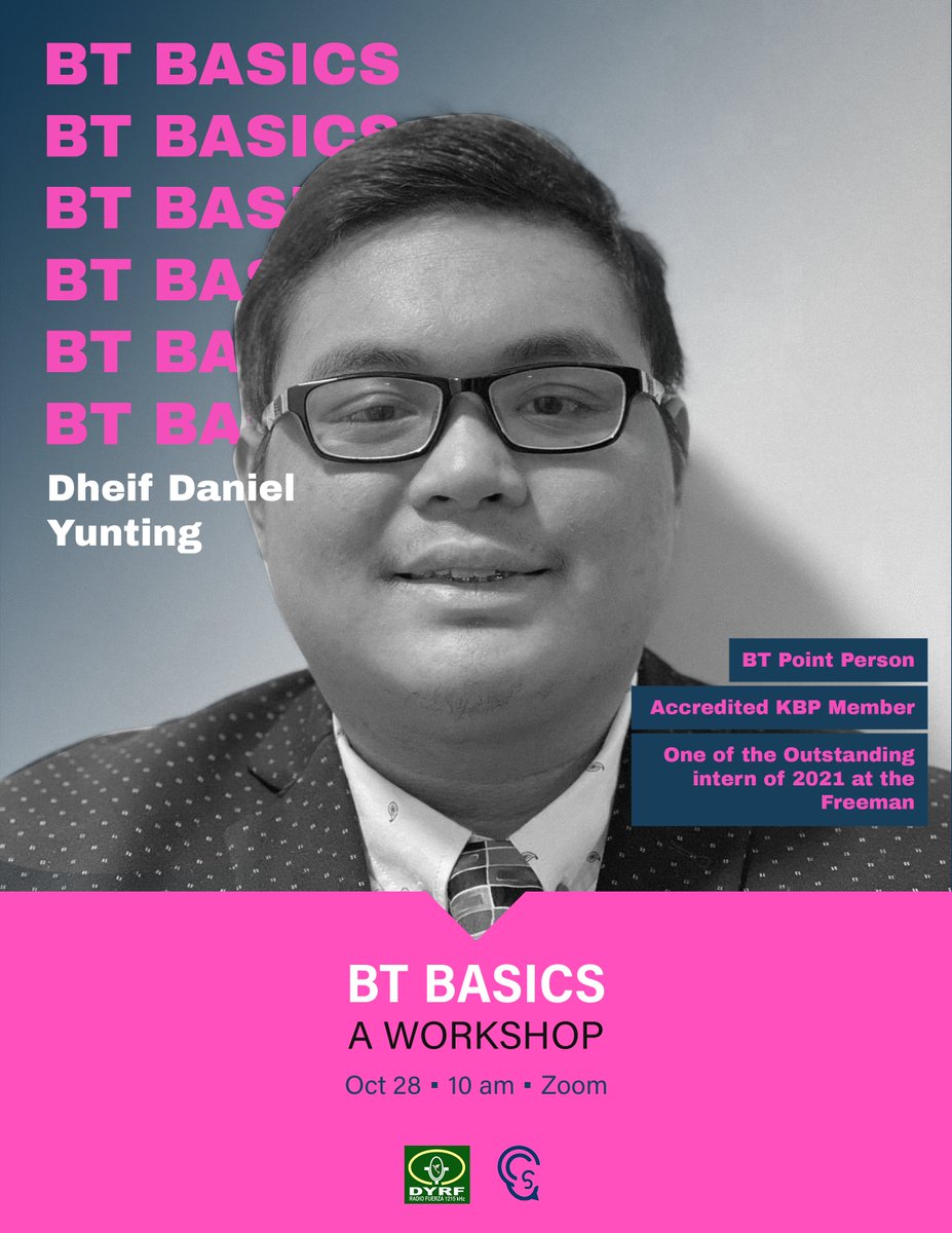 CarolinianComm's tweet photo. Be sure to tune in! Here are our workshop speakers for tomorrow morning's BT Basics: A Workshop with  Bulawanong Tunob's Zachels Nuñeza and Dheif Yunting on October 28, at 10 am, via Zoom. #ConveyingToTheMasses https://t.co/pbonnvoc5Y