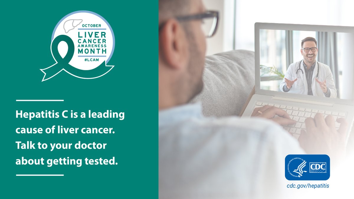 October is #LiverCancerAwarenessMonth, which is a good time to talk to your doctor about #hepatitis C. If left untreated, #hepC can cause serious liver problems including liver cancer. Talk to your doctor about getting tested. It could save your life.
 bit.ly/3hTKJQ9