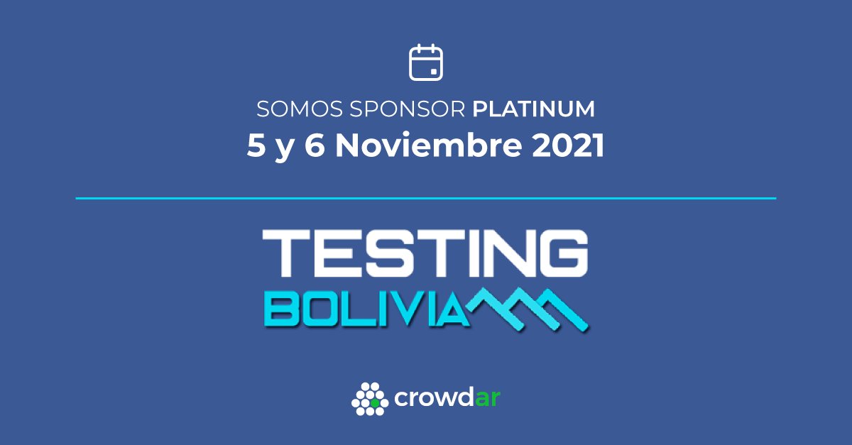 crowdarinfo's tweet photo. 🗓️ Save the date!
05 y 06/11 estaremos presentes en @testingbolivia 

¡No te pierdas nuestra charla!

BDD - Comunicación Ágil Continua
🗣️  Maria Cecilia Benassi 
📌 Viernes 5/11 - 15hs Bolivia - 16hs Argentina

100% ONLINE y gratuito.
Registro:
https://t.co/xdFOfhxVPQ

#testing https://t.co/Ax4QTcJxX2