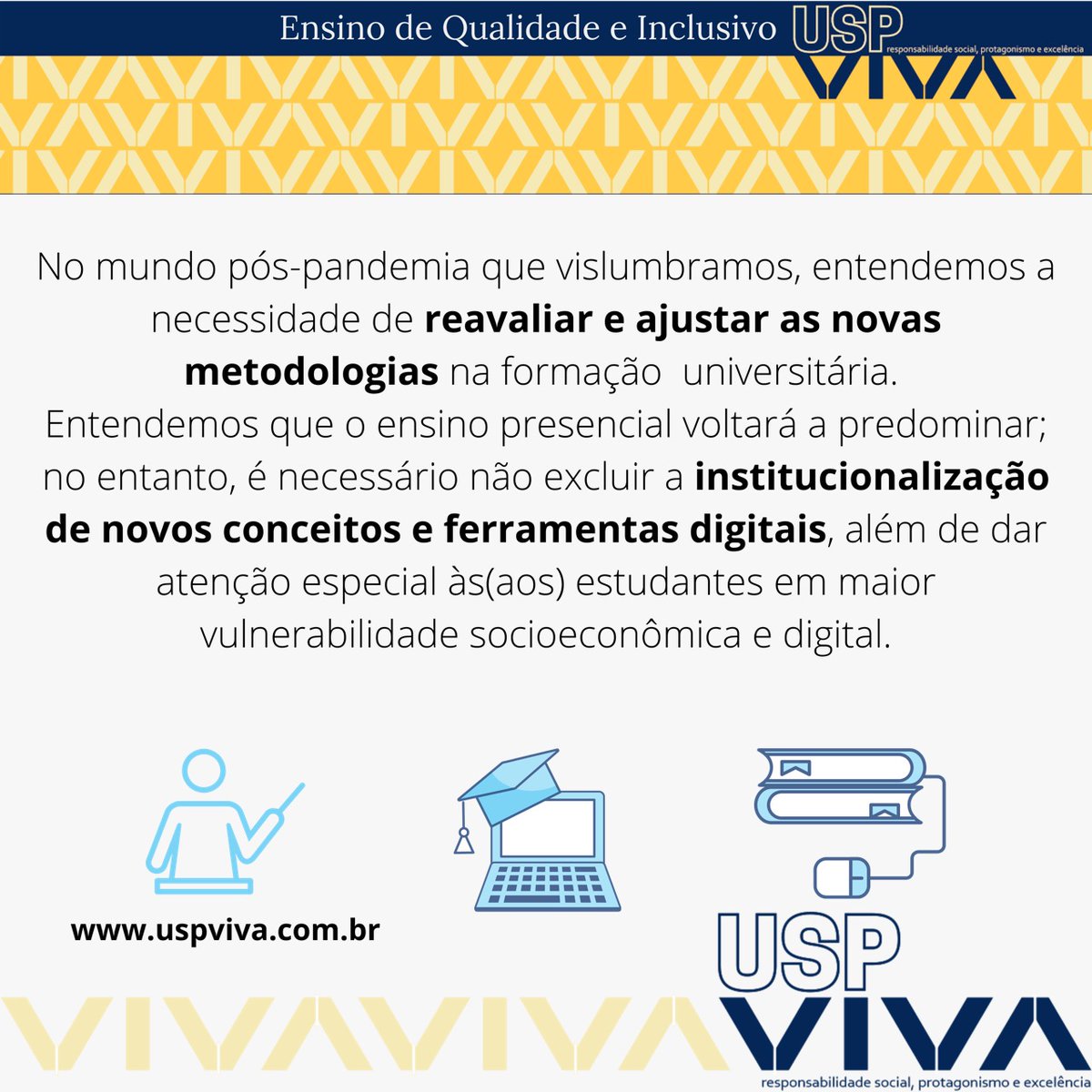 CarlottiJr's tweet photo. O ensino de qualidade e inclusivo é um dos eixos da nossa proposta para a reitoria da @usponline. 
Conheça nossos compromissos em https://t.co/m2eznT1j5A 
#uspviva https://t.co/U643IogxhF