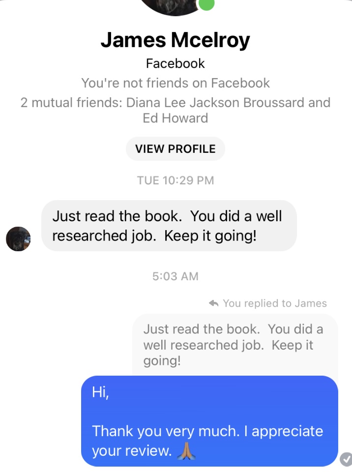 Ward_Macks's tweet photo. I received my first review of the Ward Brothers’ book. This was inboxed to me.😃 https://t.co/CFiCuke9RR