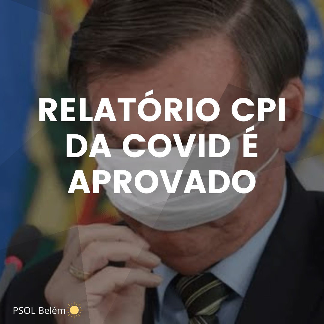 PsolBelem's tweet photo. CPI da covid Aprova relatório que incrimina Bolsonaro e sua turma!
Queremos Justiça pelas mais de 600 Mil  mortes no Brasil pela covid-19.Que esses GENOCIDAS sejam responsabilizados por seus Crimes.

FORA BOLSONARO!
FORA GENOCIDAS!
O povo Não Aguenta mais!
#forabolsonaro https://t.co/Dlpjqufpk8