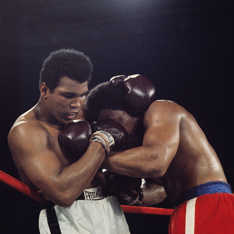 During “Rumble in the Jungle,” Muhammad Ali backed himself up against the ropes and used his arm to block any hits coming from George Foreman. This strategy was later called the “rope-a-dope.” 

#MuhammadAli #GeorgeForeman #RumbleintheJungle #HeavyweightChampion #Boxing #Icon