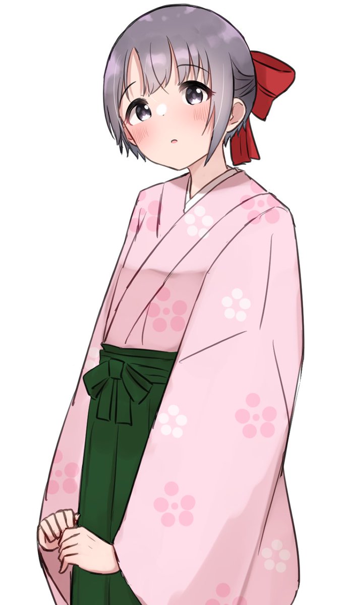 otokura yuuki 1girl solo japanese clothes kimono white background simple background hakama  illustration images