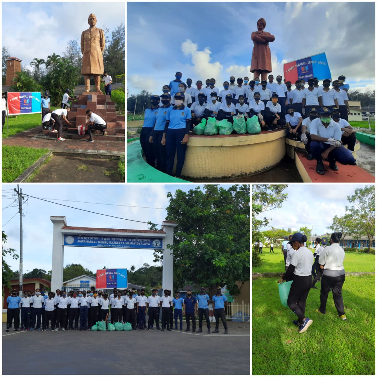 sanat_sil8's tweet photo. "As a part of Clean India Campaign, Cleanship  drive was undertaken by cadets of  1(AN) NU NCC unit at Swami Vivekananda Statue And Pt. Jawaharlal Nehru Statue at JNRM College Port Blair.

#Cleanindia
#swacchabharatmission 

@HQ_DG_NCC 
@HQDte_TNPAN
@Andaman_Admin https://t.co/WQKj0LHT4O