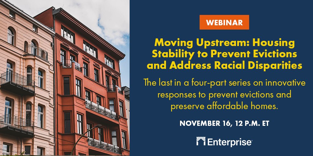 OhioEnterprise's tweet photo. We're joining @EnterpriseNow, @mayorcantrell, @urbaninstitute, @PRRAC and more on 11/16 to talk
about how upstream affordable housing solutions can help avoid evictions and address enduring
systemic racism in housing.
RSVP: https://t.co/DpV1RgFbCe
#BuildingUpwardMobility https://t.co/cfklEegIGI