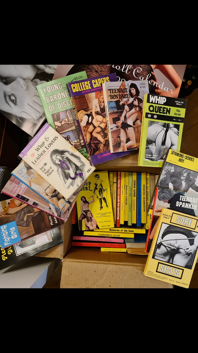 Just arrived via DHL from MG in Bristol. A lost box of fantastic British #spanking books. 60s - 70s Photo readers from Ben Books &amp; Venus publication.