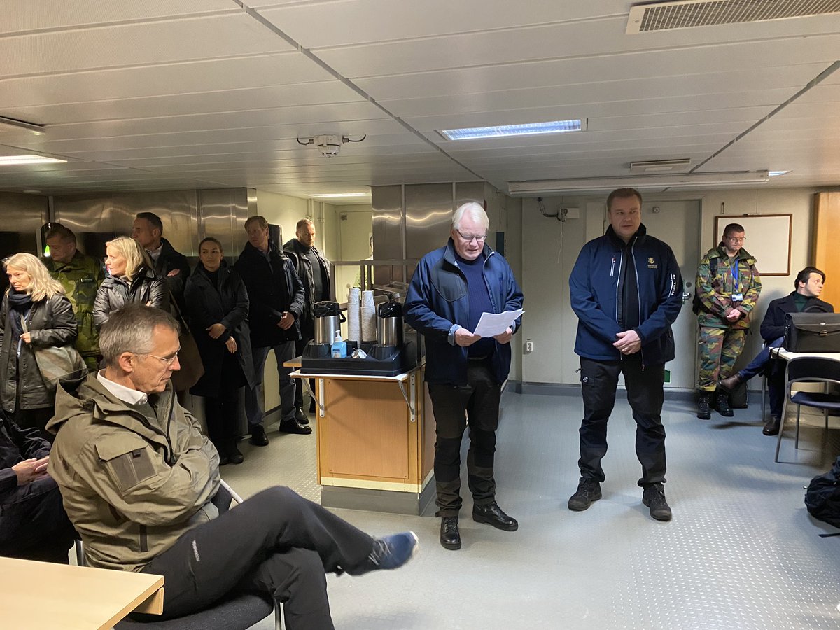 LPlesner's tweet photo. First ever North Atlantic Council visit to #Finland & #Sweden. Message from defence ministers was clear: We are resolute providers of security in the Baltic Sea. Strong partnership with #NATO. Impressive to see your cooperation and capabilities in action during EX #SWENEX https://t.co/Pk6OC3v4ey