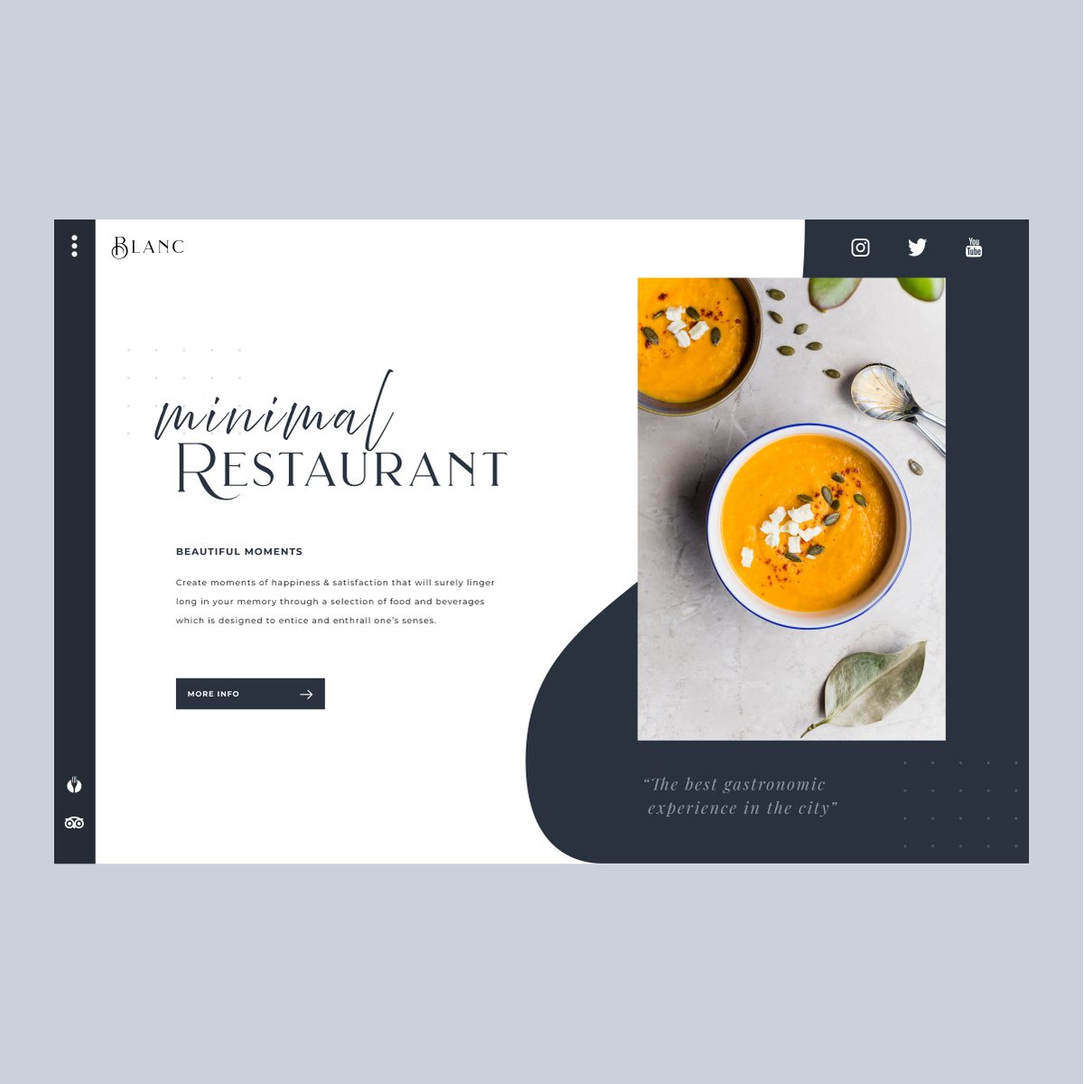 Concept Ui - Blanc Restaurant
#diseño #diseñoweb #diseñopaginasweb #wordpress #paginasweb #website #online #digital #diseñografico #graphicdesign #inspiraciondiseño #diseñouxui #html #css #appdesign #uidesign #uxdesign #wordpressbarcelona #diseñowebbarcelona #diseñowebmataro
