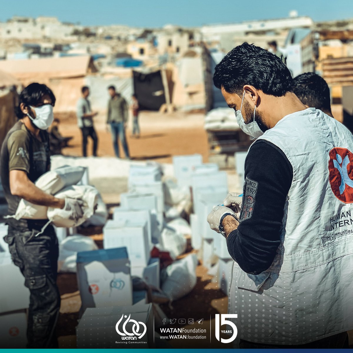 WATANFoundation's tweet photo. In the difficulty of living for poor families within the camps in #Syria, #WِATAN in cooperation with @HCI distributed 267 #food_baskets to beneficiaries in the #camps (Al-Hayr - Al-Deir - Al rief Algharby) in #Talada- #Idlib. https://t.co/TRZH2qGWsa