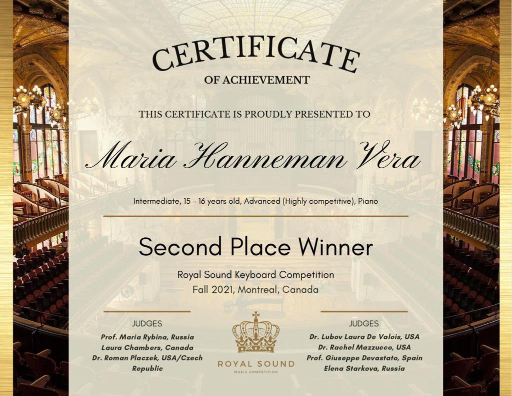 MariaHanneman's tweet photo. 🔥🔥🔥Explorando nuevos niveles!!! Segundo lugar en el royal sound keyboard competition!! Montreal, Canadá. 🔥🔥🔥🎹🎹🎹💜🇲🇽 #mexicana #conservatoriana #inbal @davidrodpiano @reynol_ac @ConservatorioMX https://t.co/WMqLIkGbU1