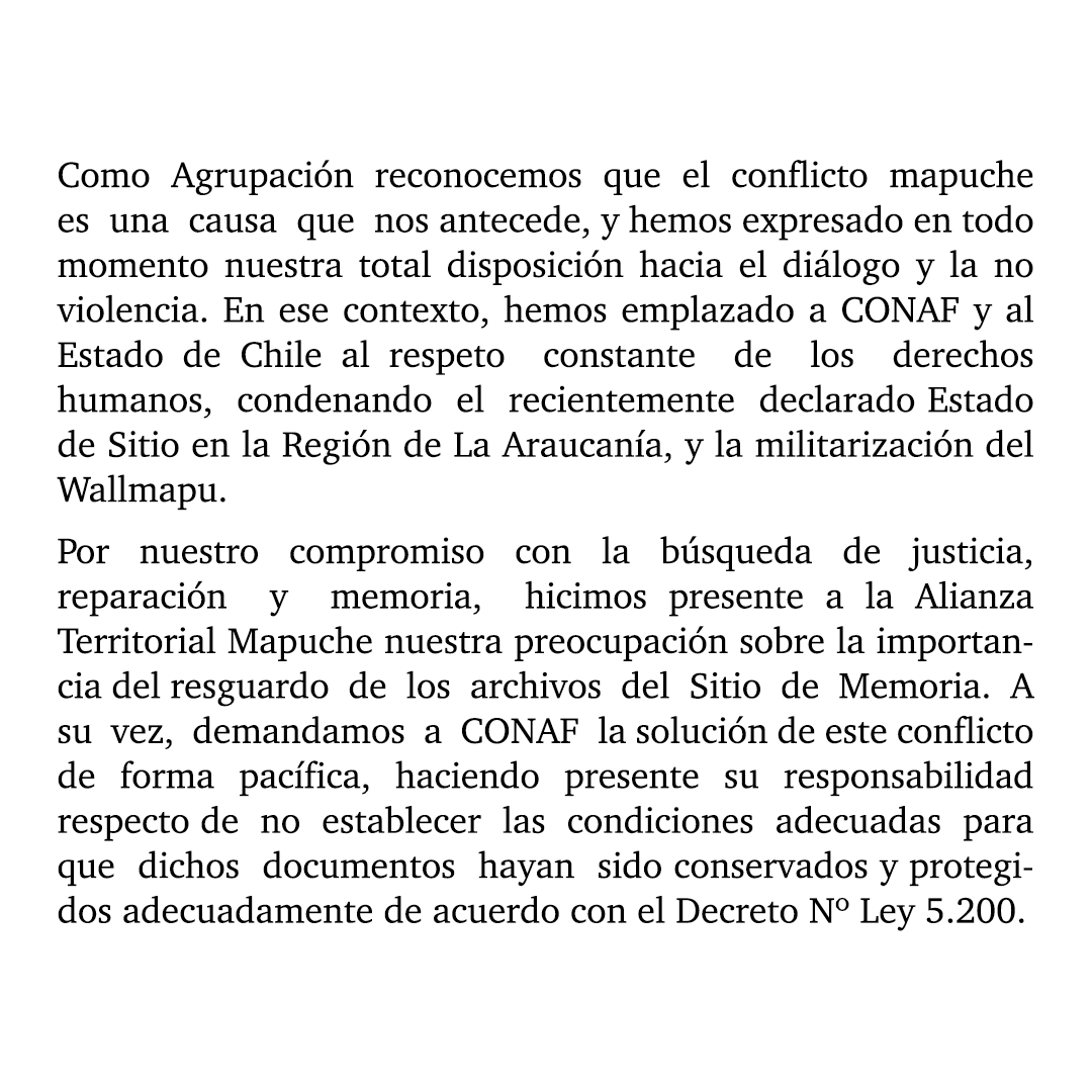 archiverxs's tweet photo. Difundimos la declaración pública de la Agrupación de Detenidos Desaparecidos de Mulchén, en relación a la pérdida de documentación histórica en el sitio de memoria "Matanza de Mulchén". https://t.co/YxHmC2PPVJ