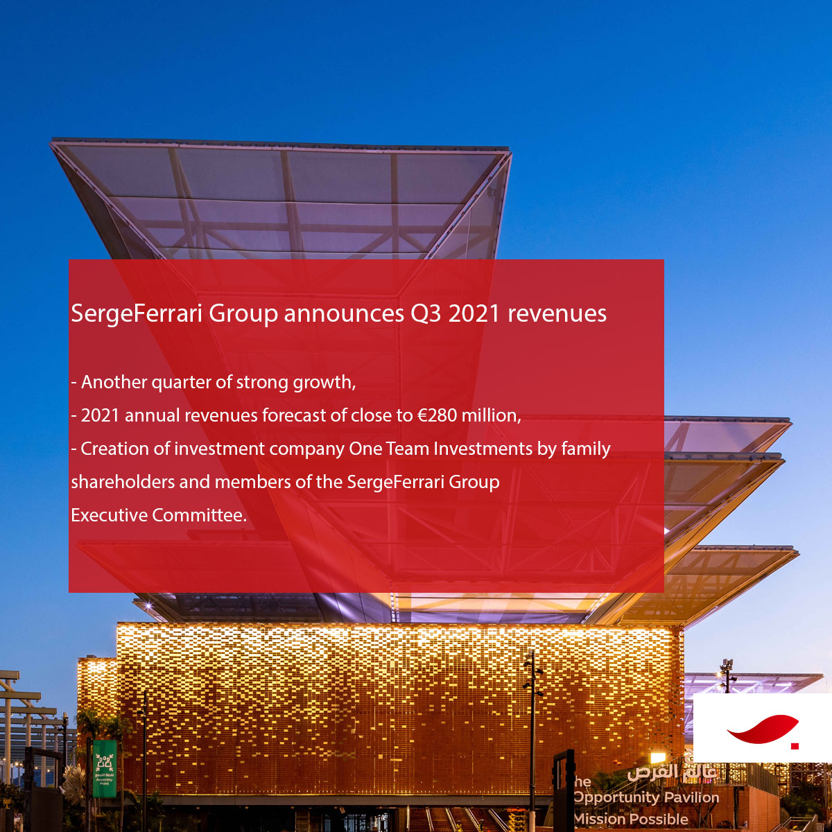 SergeFerrari Group announces Q3 2021 revenues :
sergeferraribourse.com/images/SEFER_P…

#sergeferrarigroup #business #company