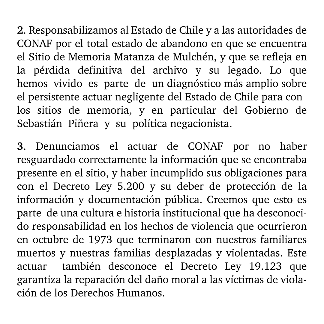 archiverxs's tweet photo. Como Asamblea de Archiveras y Archiveros esperamos que la documentación sea recuperada y los hechos sean pronto esclarecidos. Instamos a reflexionar y tomar acción, ahí donde nos sea posible, para evitar que las violaciones a derechos humanos cometidas en Chile sean olvidadas. https://t.co/TQjvybheCW