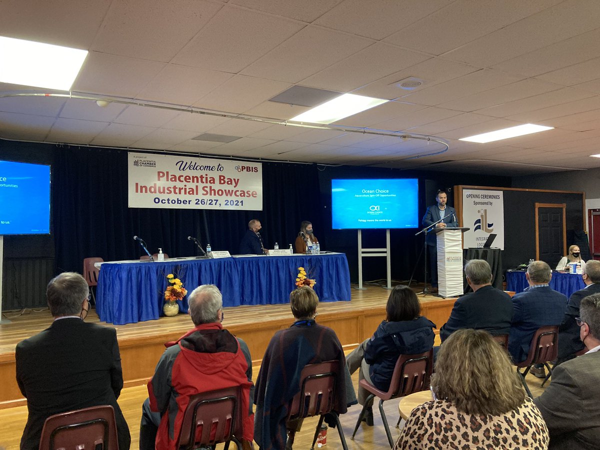 PamConstantine1's tweet photo. Focus on Aquaculture @careybonnell VP, OCI @TownofPlacentia @PACCNL panel presentation. Building local capacity with NL Marine services and growing the business https://t.co/tva8IIDko4