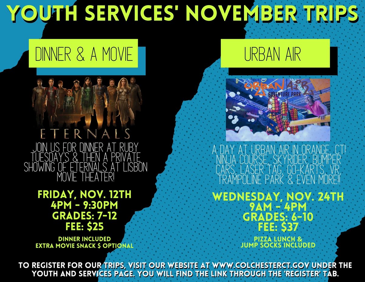 ColchesterYS's tweet photo. NOVEMBER TRIPS!!! Register now at https://t.co/Dc4ULiC3NX under the Register tab! :) https://t.co/VcBYV2pd2i