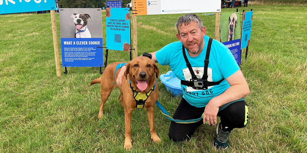 Battersea_'s tweet image. Meet Nick and Bear! 💙 After taking part in the #MuddyDogChallenge in 2019, Nick felt inspired to complete every single challenge with Bear this year. 🤯 They have raised over £2,000 so far and Nick and Bear are already preparing to take on all nine again next year. 🎉