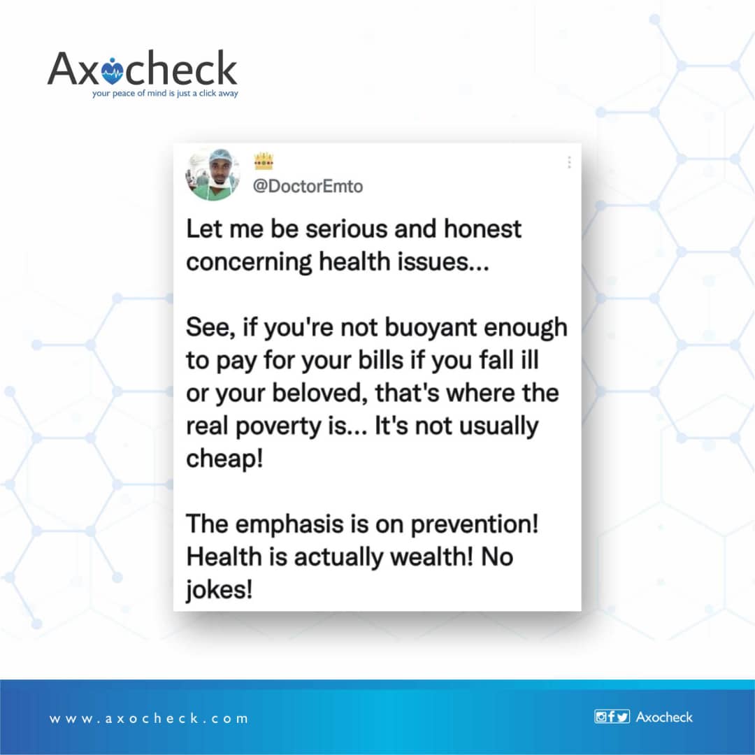 axocheck's tweet photo. I’d download the Axocheck App, subscribe to a plan and schedule a visit today if I were you.
Don’t delay, good health is true wealth!
#Axocheck #AxocheckApp #BeWell
#WellCheck #CheckWithAxocheck #Axochecked
#HealthChecksForSeniors #AffordableHealthCheck https://t.co/Zj8vxSIISn