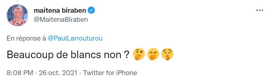 C’est fou… <a href="/MaitenaBiraben/">maitena biraben</a> je remet le tweet que tu as supprimé. Le peuple ouvre les yeux sur la localisation des véritables racistes. Si vous n’aimez pas « les blancs » pourquoi ne pas déménager. 
1) Il faut assumer
2) Être cohérent entre paroles et actions

Allô <a href="/SOS_Racisme/">SOS Racisme</a> ?
