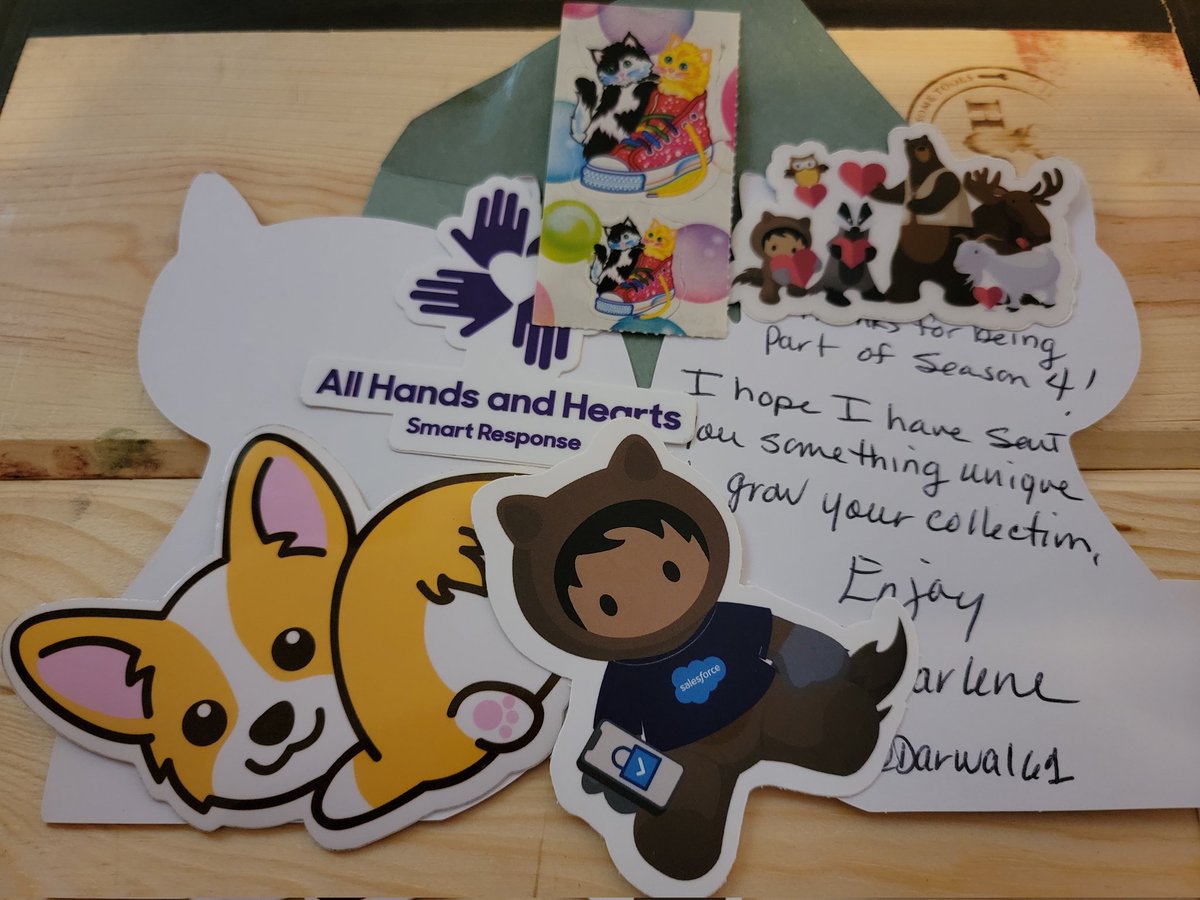 JeanetteJett's tweet photo. Thank you @darwal61 for the #SnailMailStickerSwap #SpookyS4 mail! I'm always excited for Salesforce stickers, but I think the #LisaFrank and corgi stickers may be my favorites! 😍

P.S. sorry if this is a duplicate tweet, my earlier one seems to have disappeared into thin air. https://t.co/lNhSumU9Uk