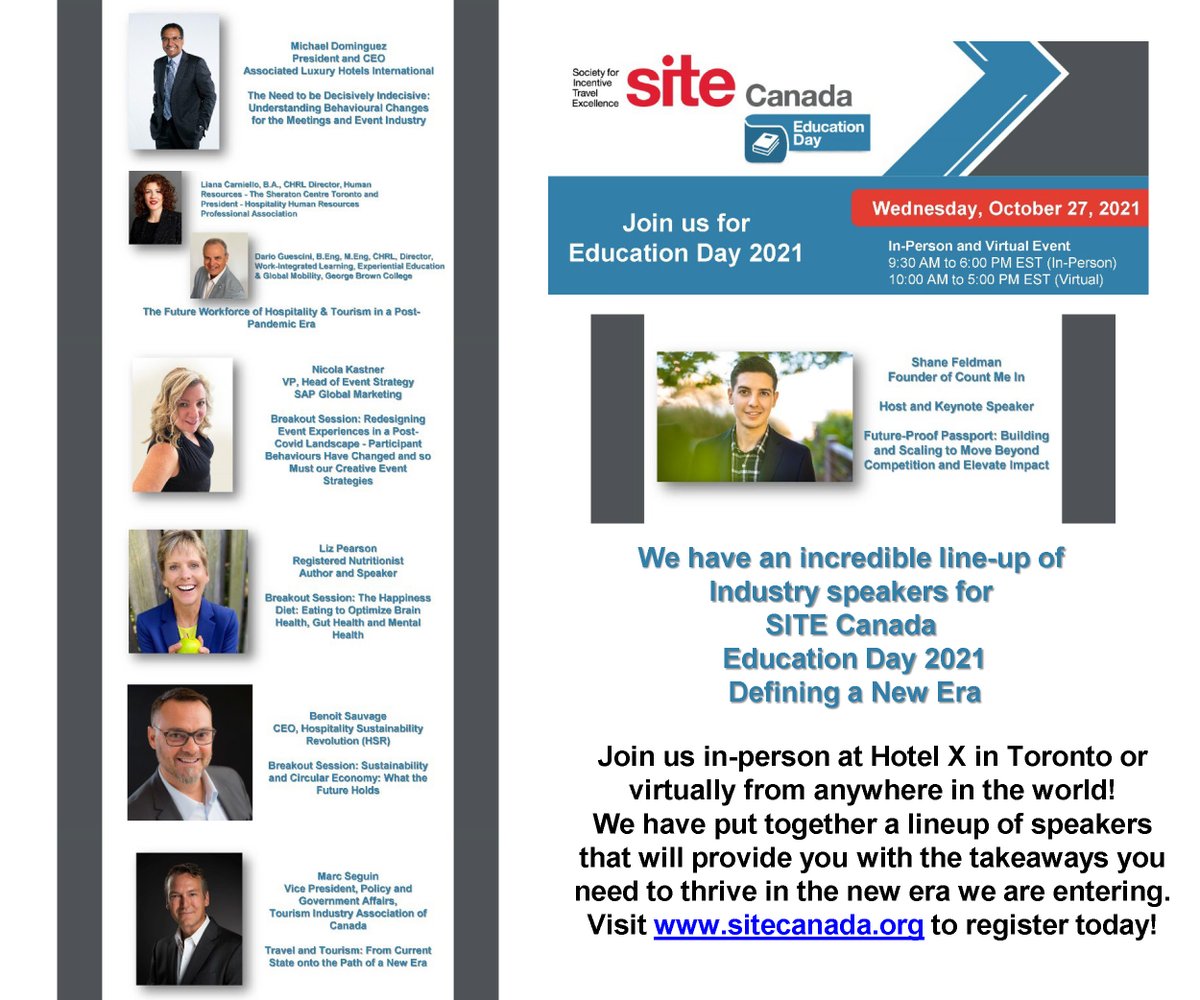 sitecanada's tweet photo. Today is the day! SITE Canada Education Day content starts at 10 AM EST. What are you looking forward to today? Thanks all our sponsors and to our title sponsor @MyVancouver ! #SITECanada #SITECanadaEducationDay #incentiveprofessionals #SITEGlobal https://t.co/rGwH0kBPOe